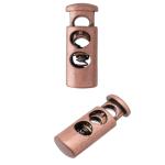 MFR19 Фиксатор для шнура 'Цилиндр' 22,5*8,4мм, 2 отверстия d-4мм, металл Copper (медный)