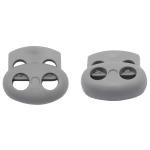 103-М Фиксатор для шнура плоский 14*17мм, 2 отверстия d-4мм, пластик (ПП) светло-серый