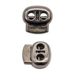 0305-3032 Фиксатор для шнура плоский 17*16мм, 2 отверстия d-4мм, пластик под металл черный никель