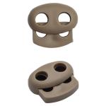 103-М Фиксатор для шнура плоский 14*17мм, 2 отверстия d-4мм, пластик (ПП) бежевый