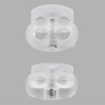 103-М Фиксатор для шнура плоский 14*17мм, 2 отверстия d-4мм, пластик (ПП) прозрачный