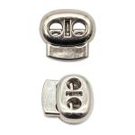 0305-3032 Фиксатор для шнура плоский 17*16мм, 2 отверстия d-4мм, пластик под металл никель