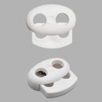 103-М Фиксатор для шнура плоский 14*17мм, 2 отверстия d-4мм, пластик (ПП) кипенно-белый