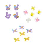 Набор декоративных элементов 'Цветы, бабочки, птички', ассорти 16 шт