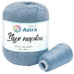 Пряжа Astra Premium 'Пух норки' (Mink) 50гр 290м (80% пух, 20% нейлон) (+нить 20гр) 5мот+5нитей/упак 064 серо-голубой