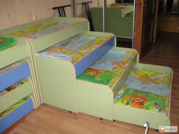 Детская кровать4 ярусная выдвижная выкатная для детского сада купить по ...