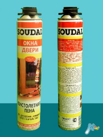 Монтажная пена Окна - Двери 750 мл SOUDAL летняя (Фасовка:Под винтовой ...