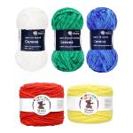 Пряжа 'Селена' и 'Плюшевая' ассорти №2, 5 цветов (100% микрополиэстер)