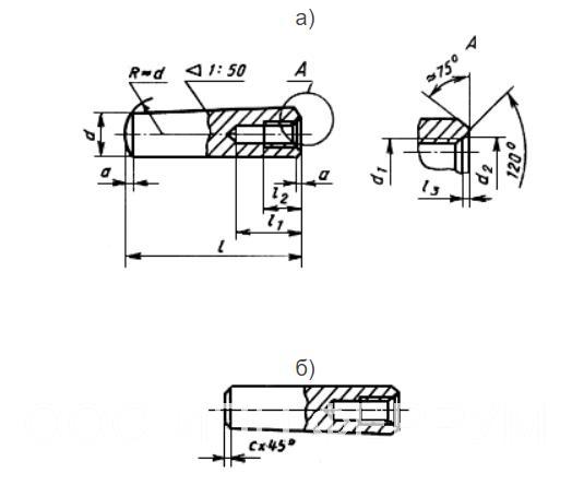 Штифт По ГОСТ 9464-79 Конический С Внутренней Резьбой Сталь Латунь.