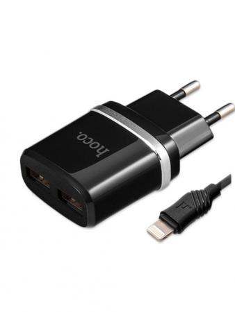 Зарядное устройство для телефона/HOCO C12/2 USB/2. 4A/кабель для iphone ...