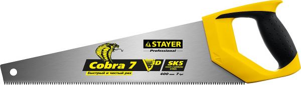 Ножовка универсальная STAYER COBRA-7 GX700 400 мм, 7 TPI, 3D зуб, рез ...
