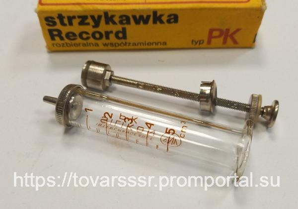Шприц стеклянный с металлическим поршнем 5 мл Рекорд (Польша) купить по ...