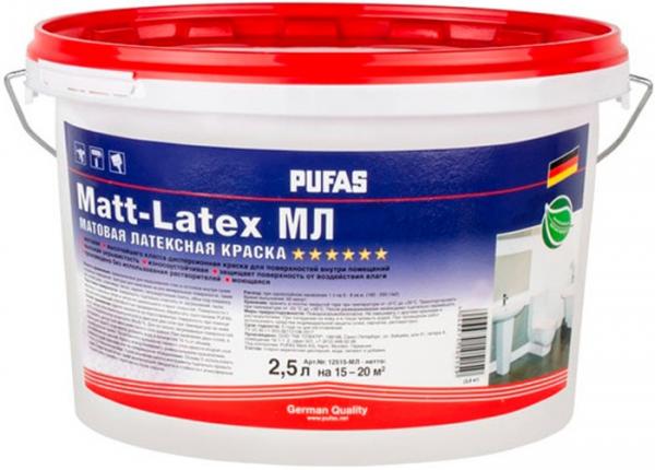ПУФАС Матлатекс база А белая краска латексная (2, 5л) / PUFAS Matt ...