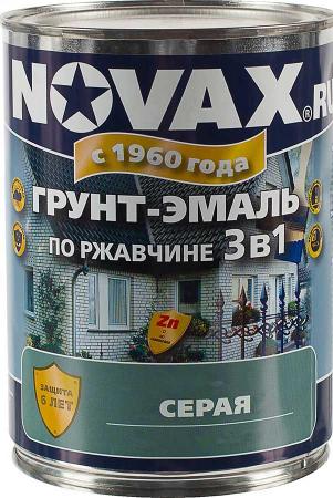 НОВАКС эмаль антикоррозионная по металлу 3в1 RAL 7042 матовая серая (0,8кг) / NOVAX грунт-эмаль антикоррозионная по металлу 3в1 RAL 7042 матовая серая (0,8кг)