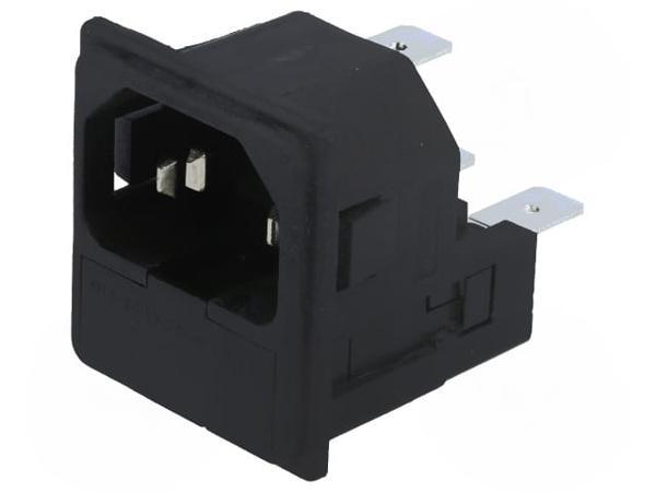Разъем питания AC, гнездо, "папа", 10А, 250ВAC, IEC 60320, UL94V-0 ...