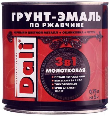 ДАЛИ грунт-эмаль по ржавчине молотковая черная (750мл) глянцевая / DALI ...