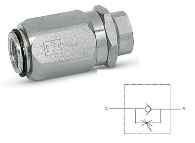 Дроссель цилиндрический с обратным клапаном трубного монтажа VRF 3/8" 004.064. OOO