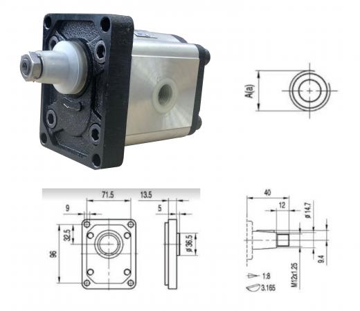 Насос шестеренный BHP2 BO-D22T0L1 GP2, 22 см3, резьба G3/4", 235BAR, правый