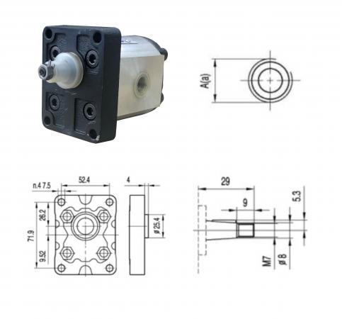 Насос шестеренный BKP1BO-D-4.2T0L3 GP 1, 4.2 см3, резьба G3/8", 230BAR, правый