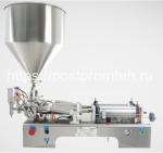 Объемный поршневой дозатор от 30мл до 300 мл два разливочных канала с бункером для густых продуктов. Модель: G4WTD