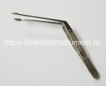 Пинцет ушной горизонтально-изогнутый с ложкообразными губками