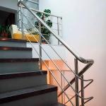 Ограждение лестницы ОГЛ горизонтальное заполнение AISI 304 высота 1200 мм, шаг стоек 1300 мм