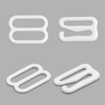 Крючки и регуляторы для бретелей бюстгальтера 12 мм, металл/эмаль, 18 шт/упак, цвет белый