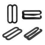 Крючки и регуляторы для бретелей бюстгальтера 20 мм, металл/эмаль, 18 шт/упак, цвет черный