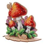 О-074 Набор для вышивания на деревянной основе 'Мухоморчики' 12*13*6 см