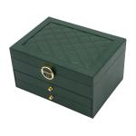 Шкатулка для хранения украшений и бижутерии, большая, экокожа, 23*17*13,5см зеленый изумруд