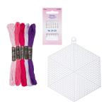 Набор для вышивания с пластиковой канвой 'шестиугольник', 14*12см, иглами и 5 цв. мулине №3, Bestex