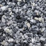 Галька мраморная серый микс Саяны 5-8 мм для каменного ковра