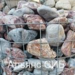 Мрамор галтованный серо-розовый 60-120 мм
