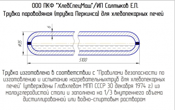 Трубки Перкинса для хлебопекарных печей ХПА-40, ФТЛ-2. купить в ...